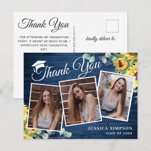 Zonnebloemen Eucalyptus 3 FOTO-Afstuderen Dank u w Briefkaart (Voorkant / Achterkant)