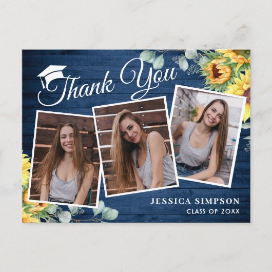 Zonnebloemen Eucalyptus 3 FOTO-Afstuderen Dank u w Briefkaart (Voorkant)