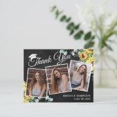 Zonnebloemen Eucalyptus 3 FOTO-Afstuderen Dank u w Briefkaart (Staand voorkant)