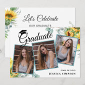 Zonnebloemen Eucalyptus 3 FOTO Graduation Party Kaart (Voorkant / Achterkant)