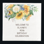 Zonnebloemen Eucalyptus 90th Birthday Servet<br><div class="desc">Zonnebloemen en eucalyptus verjaardagsfeestje diner servetten. Neem contact met mij op voor hulp bij maatwerk of voor het aanvragen van bijpassende of coördinerende producten.</div>