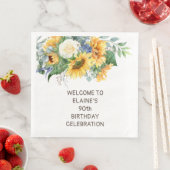 Zonnebloemen Eucalyptus 90th Birthday Servet (Insitu)