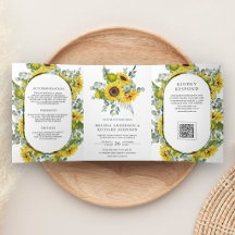 Zonnebloemen Eucalyptus All-in-One QR-code Huwelij