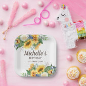 Zonnebloemen Eucalyptus Birthday Papieren Bordje (Feest)