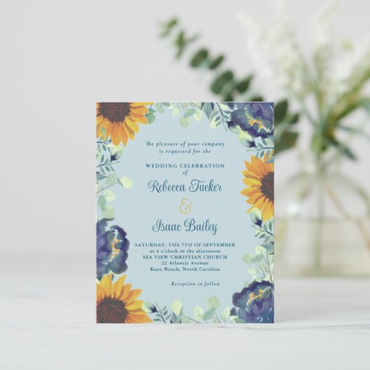 Zonnebloemen Eucalyptus Blauw Bloemen Bruiloft Uit (Staand voorkant)