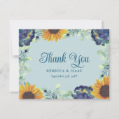 Zonnebloemen Eucalyptus Blauwe Bloemige Trouw Uitn Bedankkaart (Voorkant)