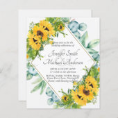 Zonnebloemen Eucalyptus Bloemen Bruiloft Uitnodigi (Voorkant / Achterkant)
