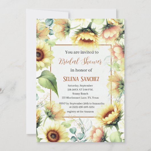 Zonnebloemen Eucalyptus Bloemenbruid Vrijgezellenf Kaart (Voorkant)