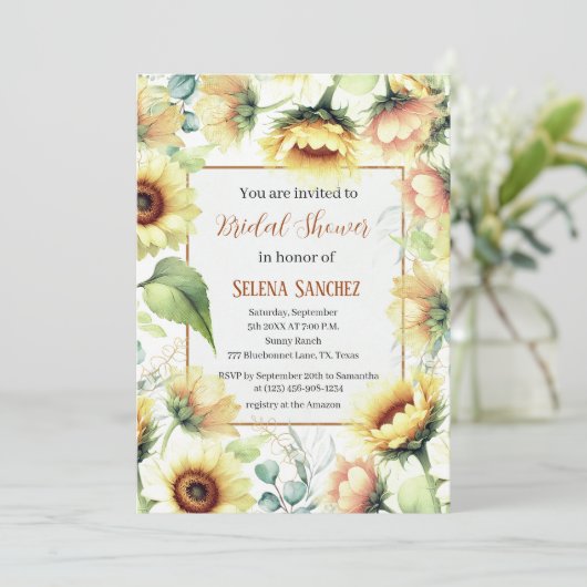 Zonnebloemen Eucalyptus Bloemenbruid Vrijgezellenf Kaart (Staand voorkant)