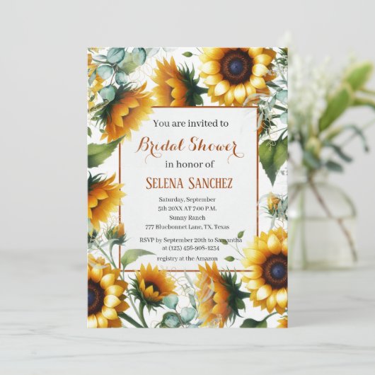 Zonnebloemen Eucalyptus Bloemenbruid Vrijgezellenf Kaart (Staand voorkant)