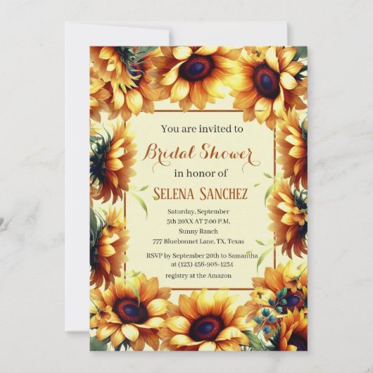 Zonnebloemen Eucalyptus Bloemenbruid Vrijgezellenf Kaart (Voorkant)