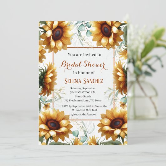 Zonnebloemen Eucalyptus Bloemenbruid Vrijgezellenf Kaart (Staand voorkant)