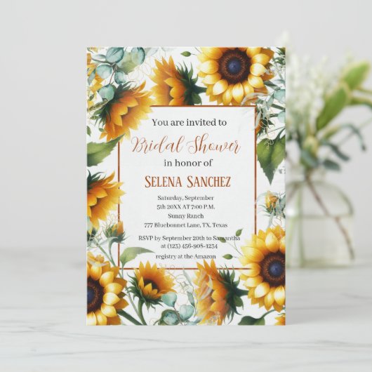 Zonnebloemen Eucalyptus Bloemenbruid Vrijgezellenf Kaart (Staand voorkant)