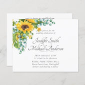 Zonnebloemen Eucalyptus Bloemige Blad Trouw Uitnod (Voorkant / Achterkant)