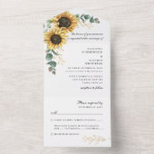 Zonnebloemen Eucalyptus Botanische bruiloft All In One Uitnodiging (Binnen)