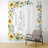 Zonnebloemen Eucalyptus Bruiloft Feest Foto Achter Wandkleed (In situ)