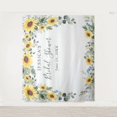 Zonnebloemen Eucalyptus Bruiloft Feest Foto Achter Wandkleed (Voorkant)