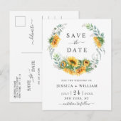 Zonnebloemen Eucalyptus Bruiloft Save the Date Aankondigingskaart (Voorkant / Achterkant)
