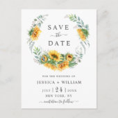 Zonnebloemen Eucalyptus Bruiloft Save the Date Aankondigingskaart (Voorkant)