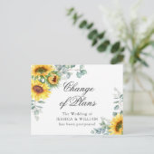 Zonnebloemen Eucalyptus Chic Wedding Change of Pla Briefkaart (Staand voorkant)