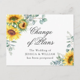 Zonnebloemen Eucalyptus Chic Wedding Change of Pla Briefkaart
