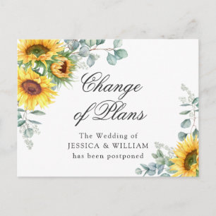 Zonnebloemen Eucalyptus Chic Wedding Change of Pla Briefkaart