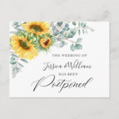 Zonnebloemen eucalyptus chique bruiloft uitgesteld briefkaart (Voorkant)