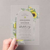 Zonnebloemen & Eucalyptus Cross Wedding Acryl Uitnodigingen (Insitu (Draagbaar))