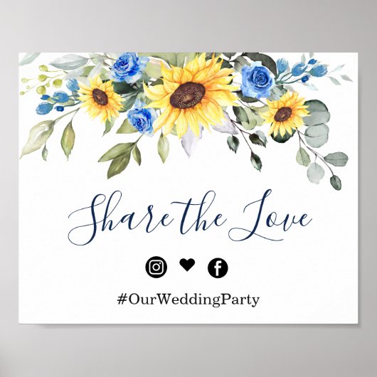 Zonnebloemen Eucalyptus Deel het Liefde Weddenscha Poster (Voorkant)