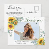 Zonnebloemen Eucalyptus FOTO Afstuderen Dank u P Briefkaart (Voorkant / Achterkant)