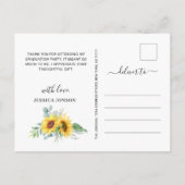 Zonnebloemen Eucalyptus FOTO Afstuderen Dank u wel Aankondigingskaart (Achterkant)