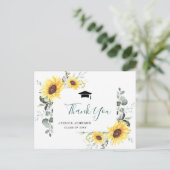 Zonnebloemen Eucalyptus FOTO Afstuderen Dank u wel Aankondigingskaart (Staand voorkant)