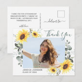 Zonnebloemen Eucalyptus FOTO Afstuderen Dank u wel Briefkaart (Voorkant / Achterkant)