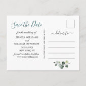 Zonnebloemen Eucalyptus FOTO Bruiloft Save the Dat Aankondigingskaart (Achterkant)