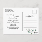 Zonnebloemen Eucalyptus FOTO Bruiloft Save the Dat Briefkaart (Achterkant)