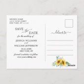 Zonnebloemen Eucalyptus FOTO Bruiloft Save the Dat Briefkaart (Achterkant)