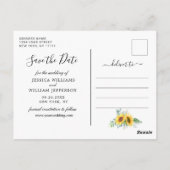 Zonnebloemen Eucalyptus FOTO Bruiloft Save the Dat Briefkaart (Achterkant)