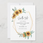 Zonnebloemen Eucalyptus Geometric Save The Date (Voorkant)