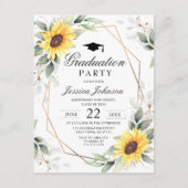 Zonnebloemen Eucalyptus Graduation Party Invitatio Briefkaart (Voorkant)