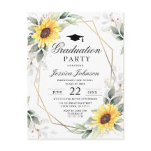 Zonnebloemen Eucalyptus Graduation Party Invitatio