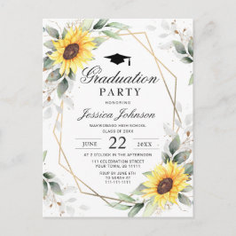 Zonnebloemen Eucalyptus Graduation Party Invitatio Briefkaart