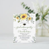 Zonnebloemen Eucalyptus Graduation Party Invitatio Briefkaart (Staand voorkant)