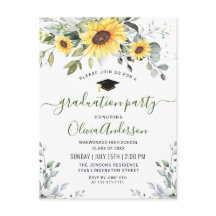 Zonnebloemen Eucalyptus Graduation Party Invitatio
