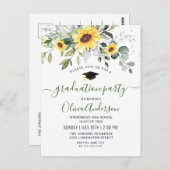 Zonnebloemen Eucalyptus Graduation Party Invitatio Briefkaart (Voorkant / Achterkant)
