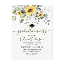 Zonnebloemen Eucalyptus Graduation Party Invitatio