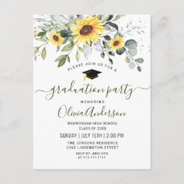 Zonnebloemen Eucalyptus Graduation Party Invitatio Briefkaart