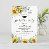 Zonnebloemen Eucalyptus Gradution Party PHOTO Kaart (Staand voorkant)