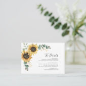 Zonnebloemen Eucalyptus Greenery Wedding Informatiekaartje (Staand voorkant)