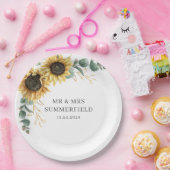 Zonnebloemen Eucalyptus Greenery Wedding Papieren Bordje (Feest)