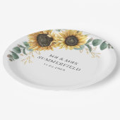 Zonnebloemen Eucalyptus Greenery Wedding Papieren Bordje (Gekanteld)